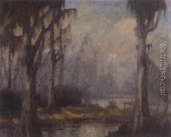 Bayou Landscape Oil Painting by Knute Heldner