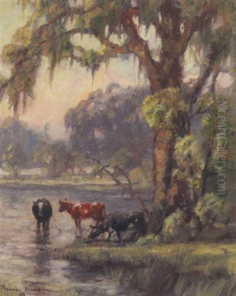 Cows In A Southern Landscape by Knute Heldner