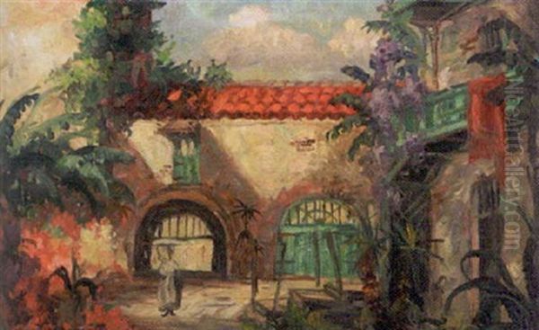 French Quarter Courtyard by Knute Heldner