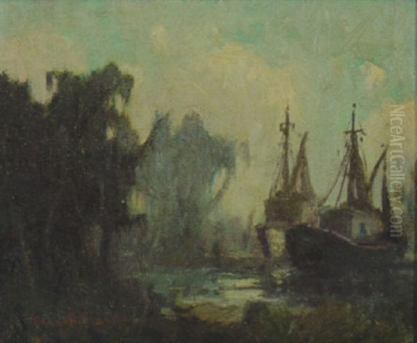 Shrimp Boats On Bayou by Knute Heldner