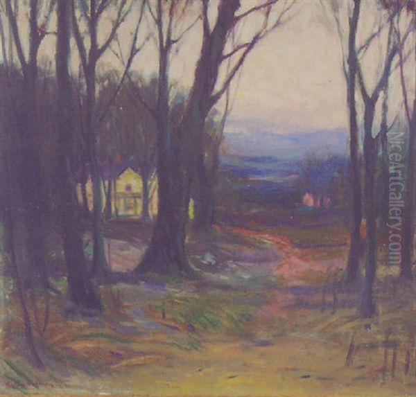 Forest Landscape With House by Knute Heldner