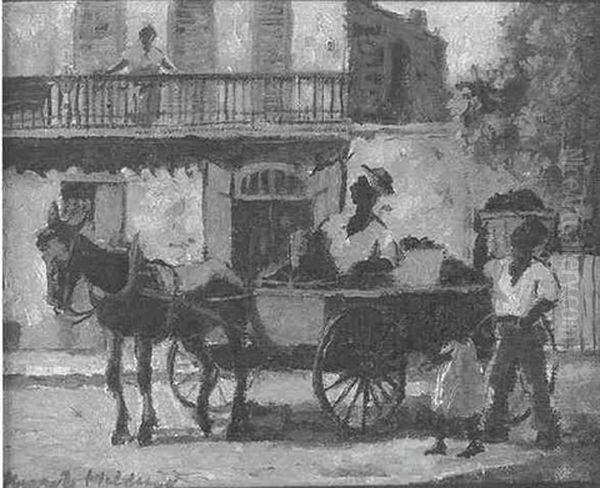 Horse Cart With Black Figures by Knute Heldner