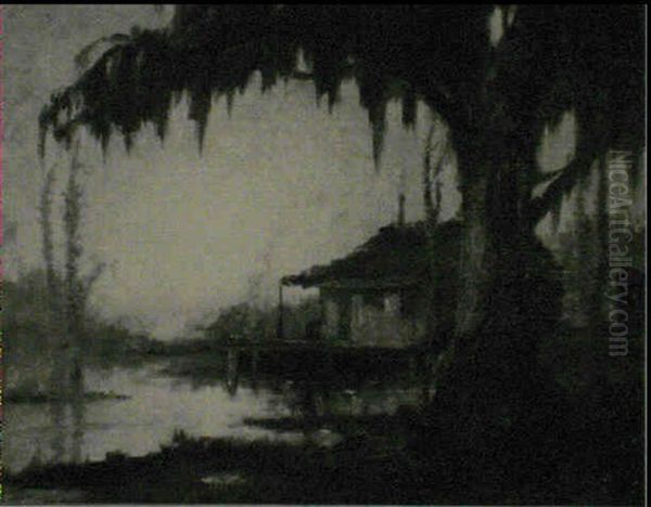 Swamp Cabin Oil Painting by Knute Heldner