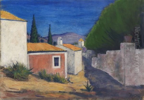 Hauser In Andraitx De Mallorca Oil Painting by Werner Heldt