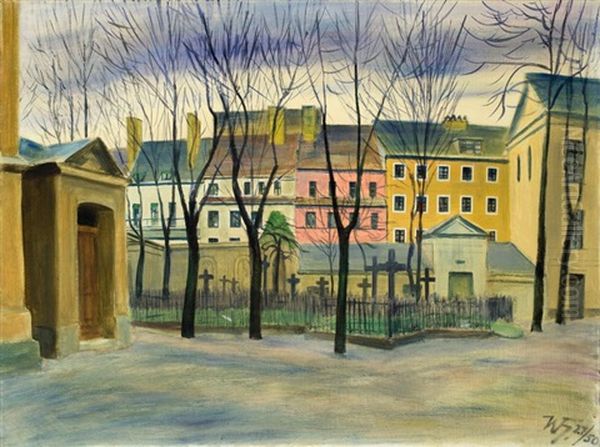 Friedhof An Der Parochialkirche Oil Painting by Werner Heldt