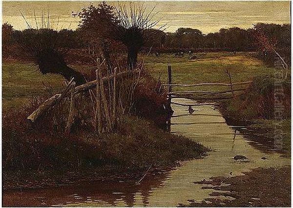 River Landscape Oil Painting by Hamlet Bannerman