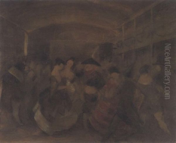 Karnevalszene (ball Altberlin) Oil Painting by Werner Heldt