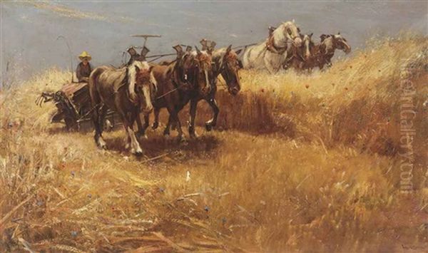 Working The Field Oil Painting by Franciscus Willem Helfferich