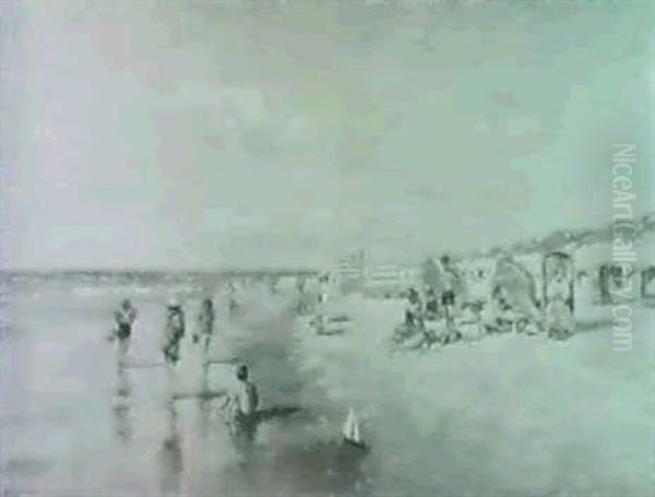 On The Beach Oil Painting by Franciscus Willem Helfferich