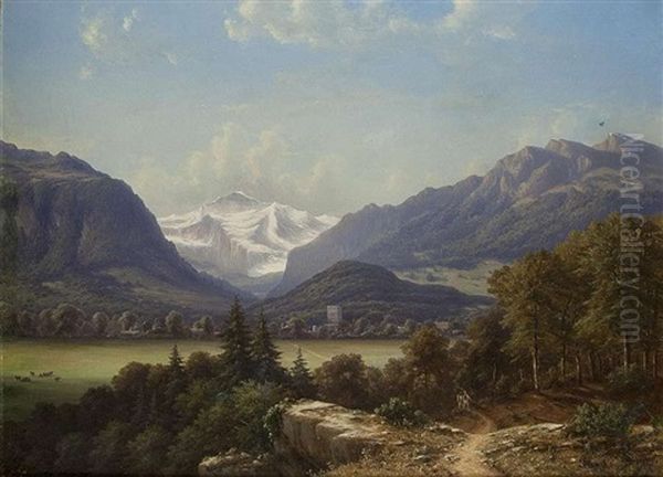 Interlaken Oil Painting by Julius Edward W. Helfft