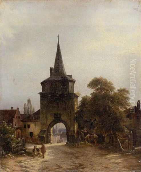 Vor Dem Alten Stadttor Oil Painting by Julius Edward W. Helfft