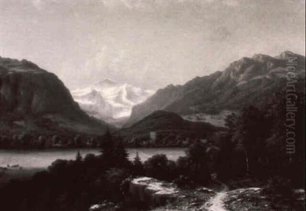 Blick Auf Interlaken Oil Painting by Julius Edward W. Helfft