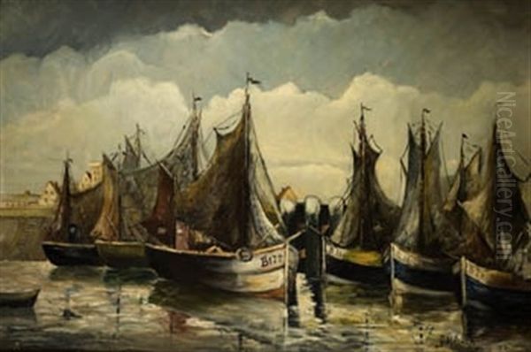 Veleros En El Puerto Oil Painting by Gustave Helinck