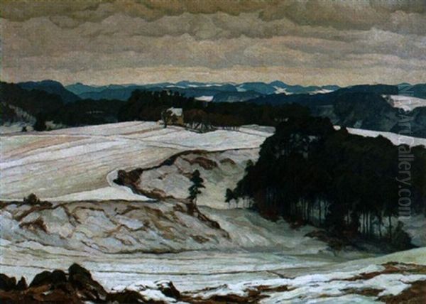 Mittelgebirge Im Schnee Oil Painting by Willy Ter Hell