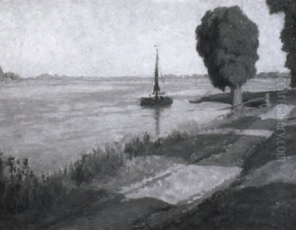 An Der Suderelbe Bei Neugraben, Hamburg Oil Painting by Willy Ter Hell