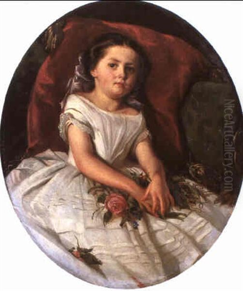 Madchen In Einem Divan Sitzend Oil Painting by Henrik August Helland