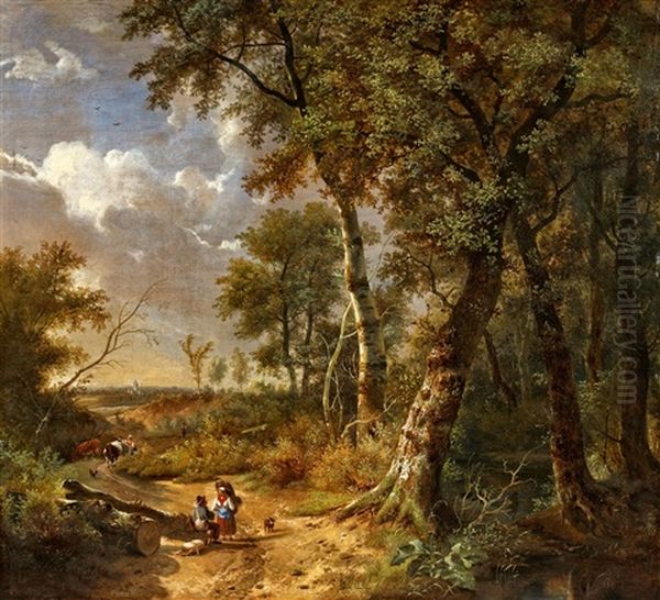 Auf Dem Waldweg Oil Painting by Pierre-Jean Hellemans