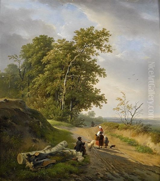 Landsvag Utanfor Bryssel Oil Painting by Pierre-Jean Hellemans