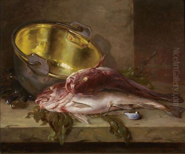 Still Life With Fish Oil Painting by Edward Mitchell Bannister