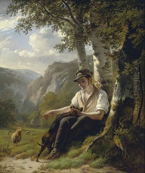 The Shepherd's Rest Oil Painting by Pierre-Jean Hellemans