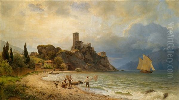 In Der Bucht Von Malcesine Oil Painting by Carl Von Der Hellen