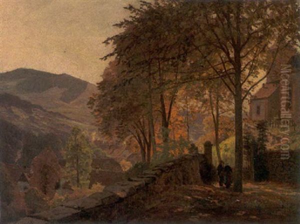 Herbstliches Dorfidyll Aus Dem Mittelgebirge Oil Painting by Carl Von Der Hellen