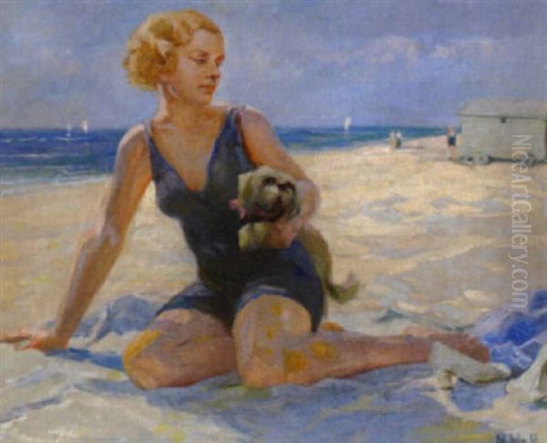 Am Strand Oil Painting by Oskar Heller