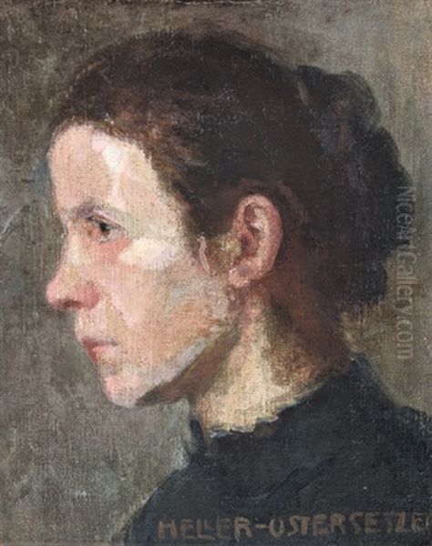 Kontyos Lany Oil Painting by Hermine Heller-Ostersetzer