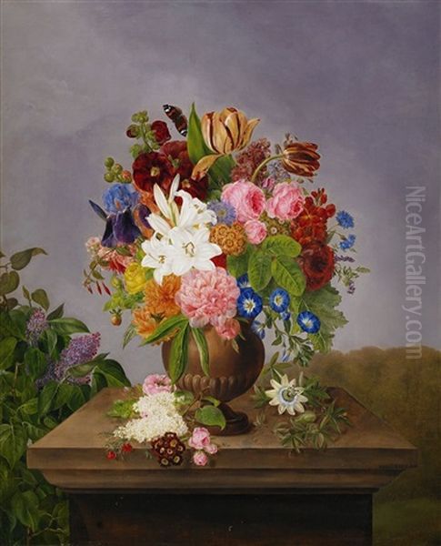 Blomsterstilleben Oil Painting by Hanne Hellesen