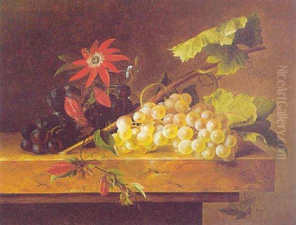 Still Life With Grapes Oil Painting by Hanne Hellesen