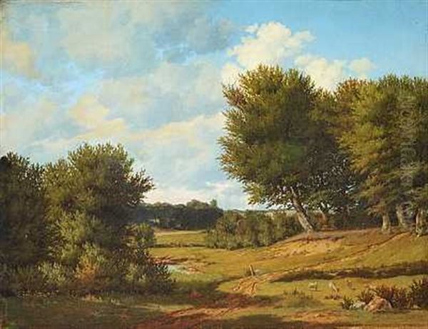 Parti Ved Ordrup Oil Painting by Julius Hellesen