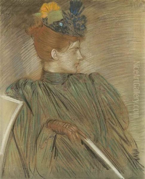 Portrait De Alice, La Femme De L'artiste Oil Painting by Paul Cesar Helleu