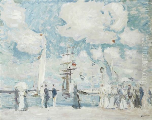 L'entree Du Bassin De Deauville Oil Painting by Paul Cesar Helleu