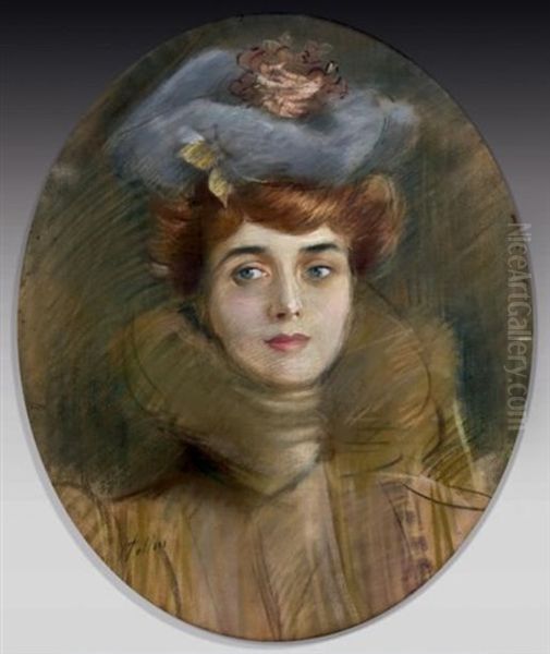 Portrait De Madeleine Cheruit, Couturiere Oil Painting by Paul Cesar Helleu