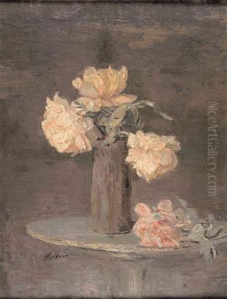 Vase De Pivoines Sur Un Gueridon by Paul Cesar Helleu