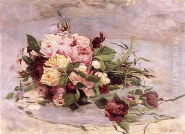 Les Roses Cueillies Oil Painting by Paul Cesar Helleu