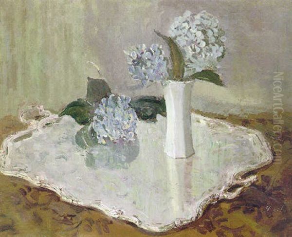 Still Life With Hydrangeas Oil Painting by Paul Cesar Helleu