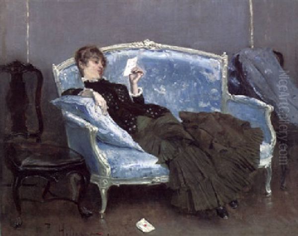 La Lettre Oil Painting by Paul Cesar Helleu