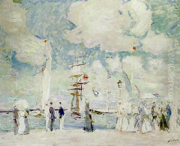 Entree Du Bassin De Deauville Oil Painting by Paul Cesar Helleu