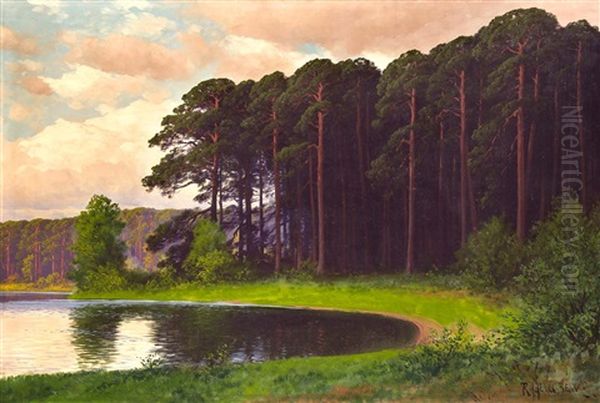 Markische Landschaft Am Waldsee Oil Painting by Rudolf Hellgrewe