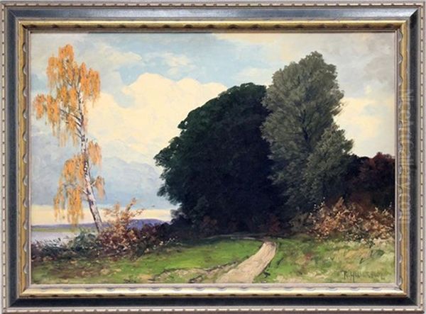 Markisches Seeufer Mit Oil Painting by Rudolf Hellgrewe