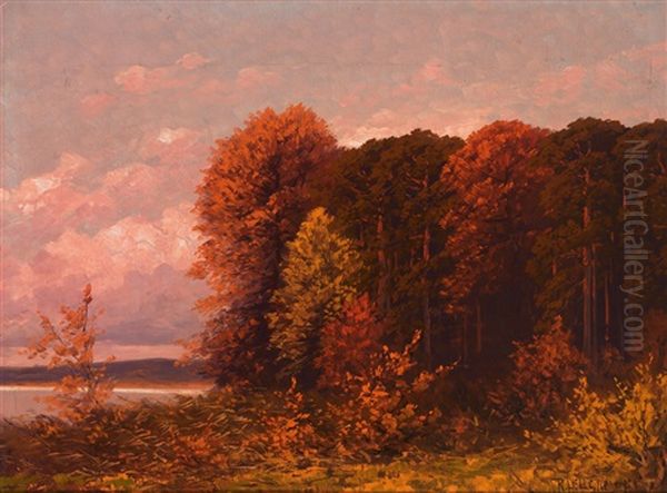 Abendliche Landschaft Um Berlin Oil Painting by Rudolf Hellgrewe