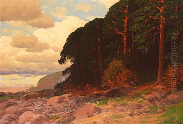 Kustenlandschaft Mit Kiefernwald Oil Painting by Rudolf Hellgrewe