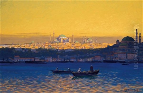 In Der Bucht Von Istanbul Oil Painting by Rudolf Hellgrewe