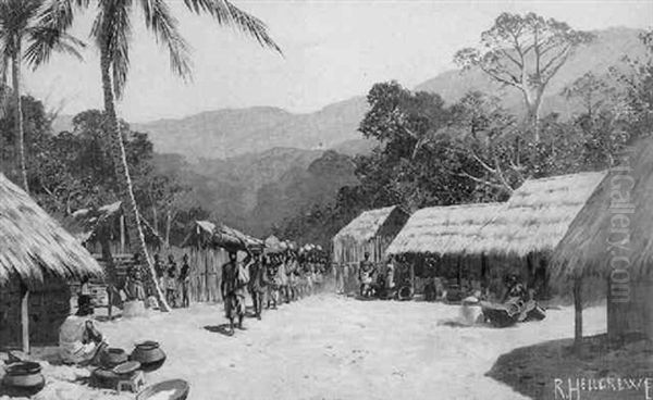 Dorfplatz Umgeben Von Strohhutten In Deutsch-ostafrika (togo) by Rudolf Hellgrewe