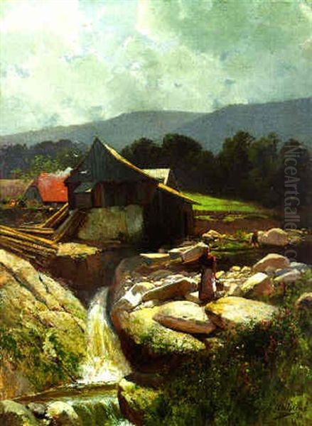 Muhle Im Riesengebirge Oil Painting by Rudolf Hellgrewe