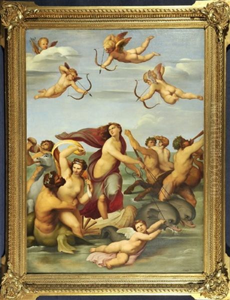 Triumph Der Galatea (after Raphael) Oil Painting by Josef Vojtech Hellich