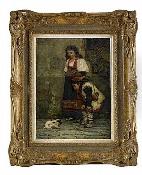 Gatumotiv Fran Paris Oil Painting by Carl Gustaf Hellqvist