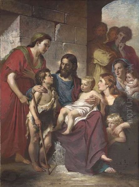 Christus Als Kinderfreund Oil Painting by Carl Gustaf Hellqvist