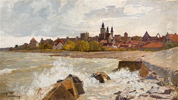 Ansicht Von Wisby Oil Painting by Rudolf Hellwag